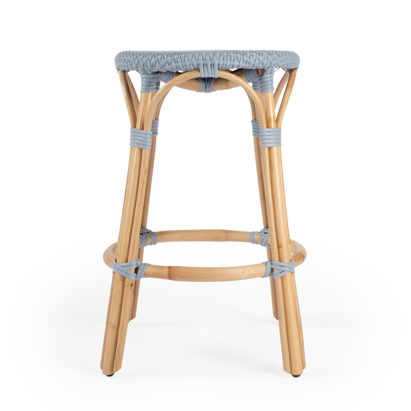 Tobias Rattan Round 24" Counter Stool in Baby Blue  9371341