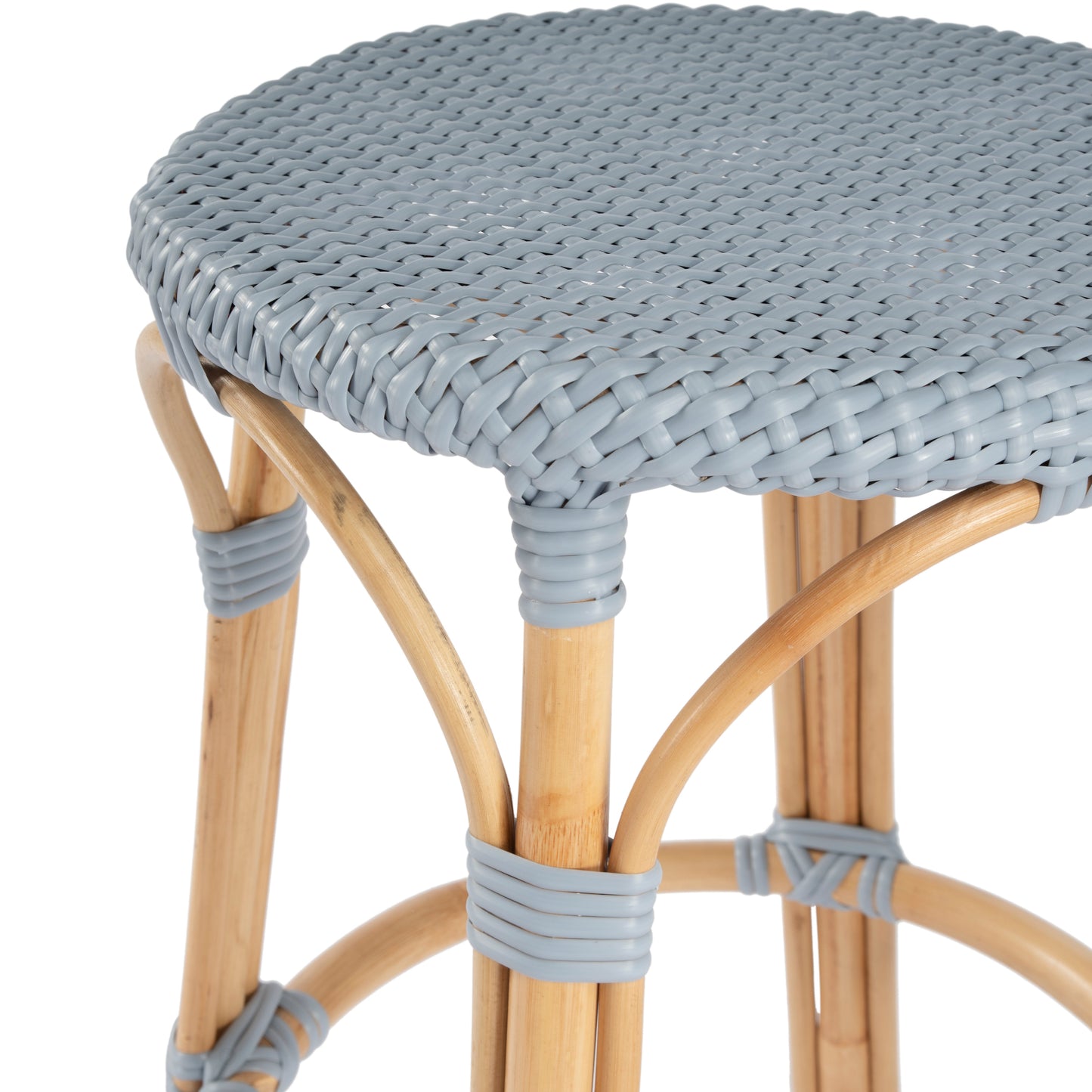 Tobias Rattan Round 24" Counter Stool in Baby Blue  9371341