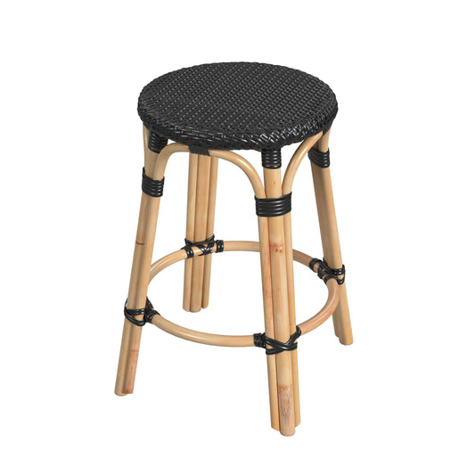 Tobias Rattan Round 24" Counter Stool in Black  9371425