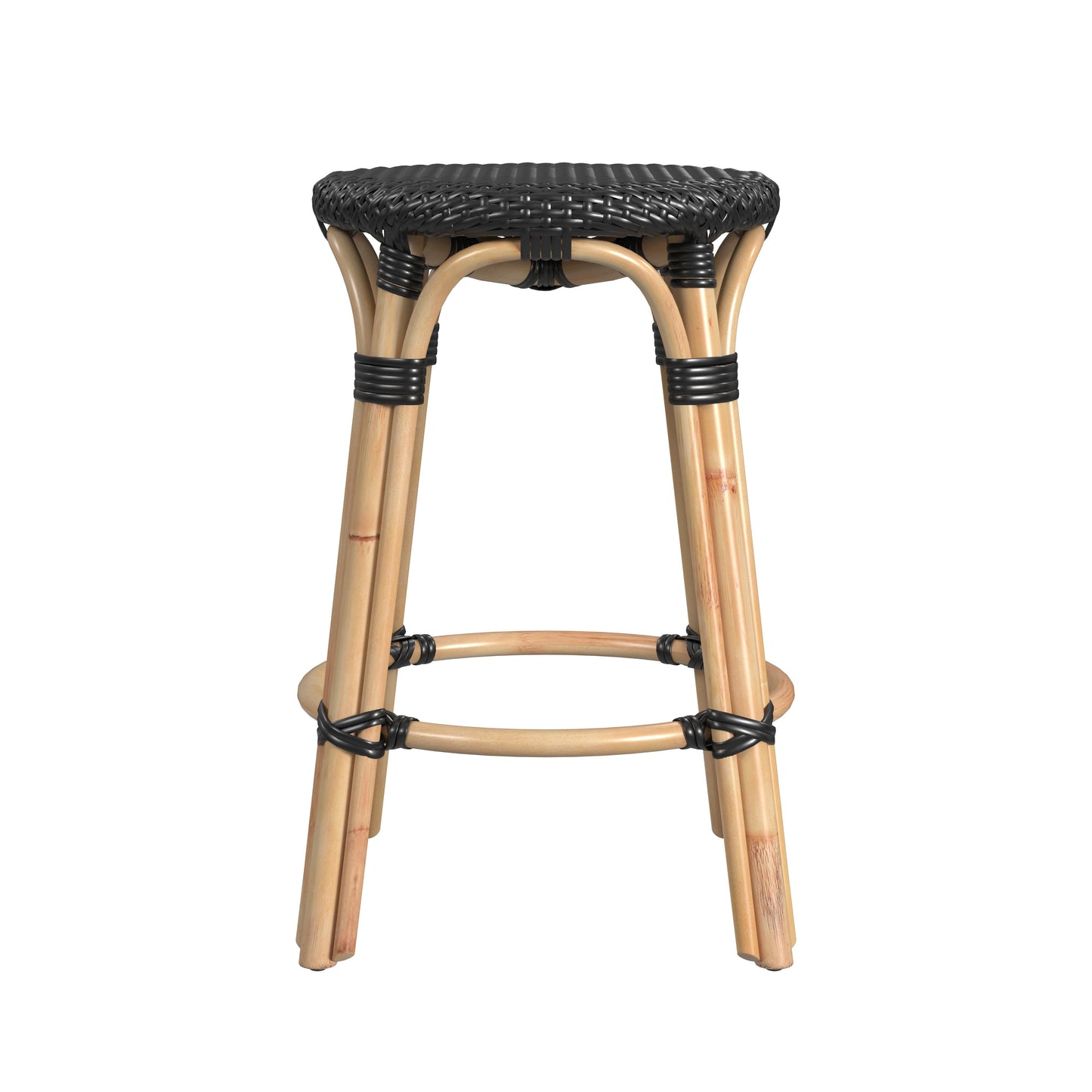 Tobias Rattan Round 24" Counter Stool in Black  9371425