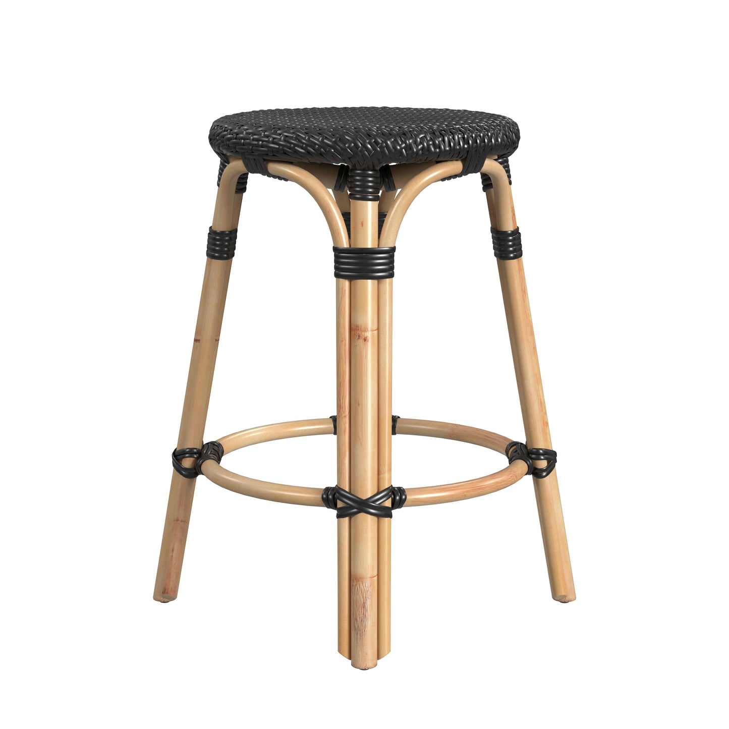 Tobias Rattan Round 24" Counter Stool in Black  9371425