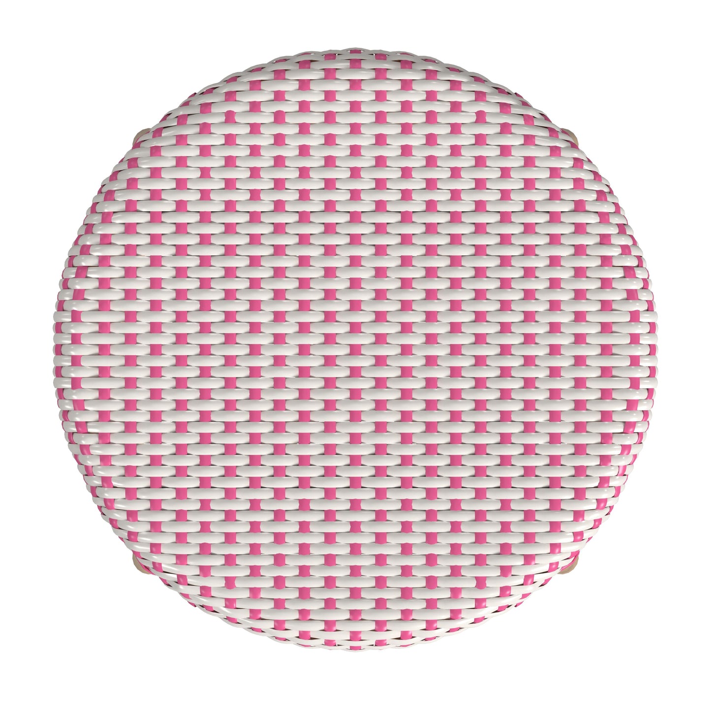 Tobias Rattan Round 24" Counter Stool in White and Pink Dot  9371428