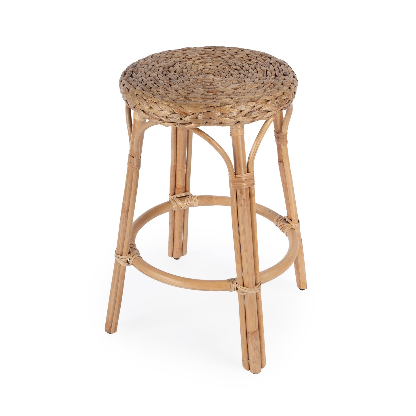 Tobias Rattan Round 24" Counter Stool in Light Brown  9371440