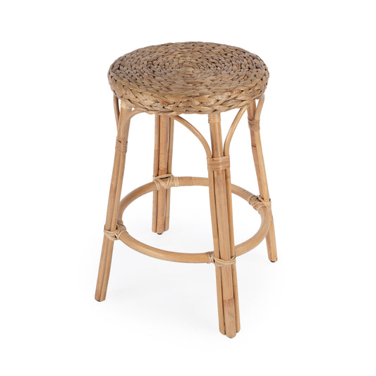 Tobias Rattan Round 24" Counter Stool in Light Brown  9371440