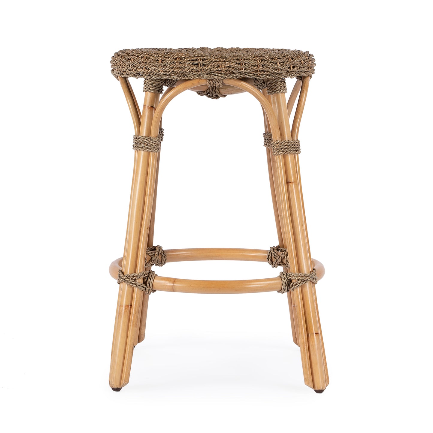 Tobias Rattan Round 24" Counter Stool in Light Brown  9371441