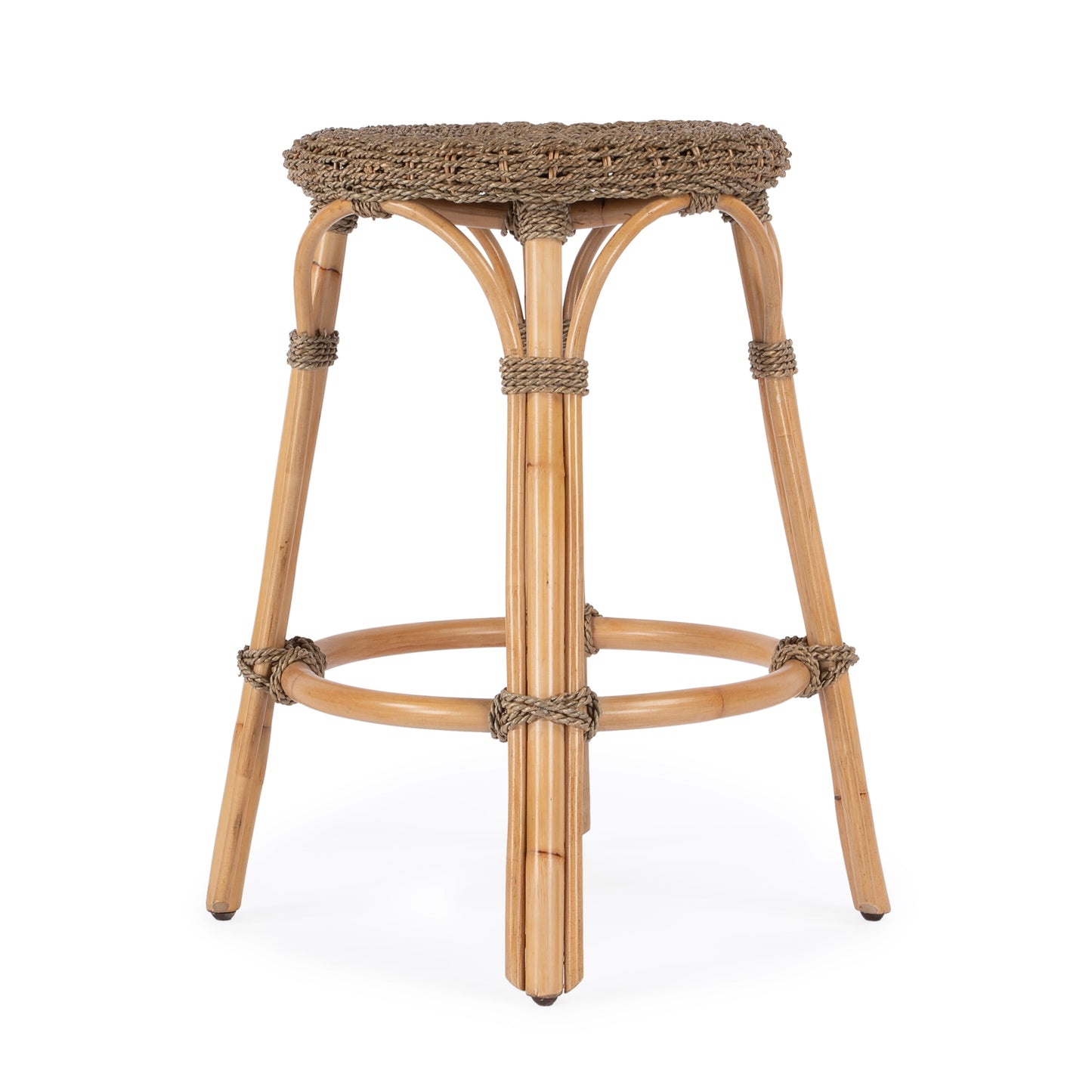 Tobias Rattan Round 24" Counter Stool in Light Brown  9371441