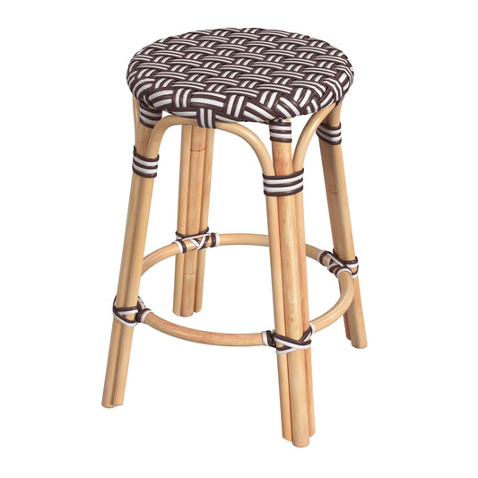 Tobias Rattan Round 24" Counter Stool in Burgundy  9371466