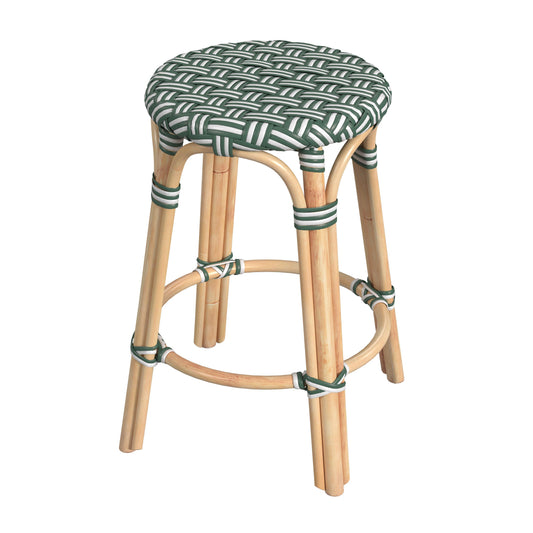 Tobias Rattan Round 24" Counter Stool in Green  9371467