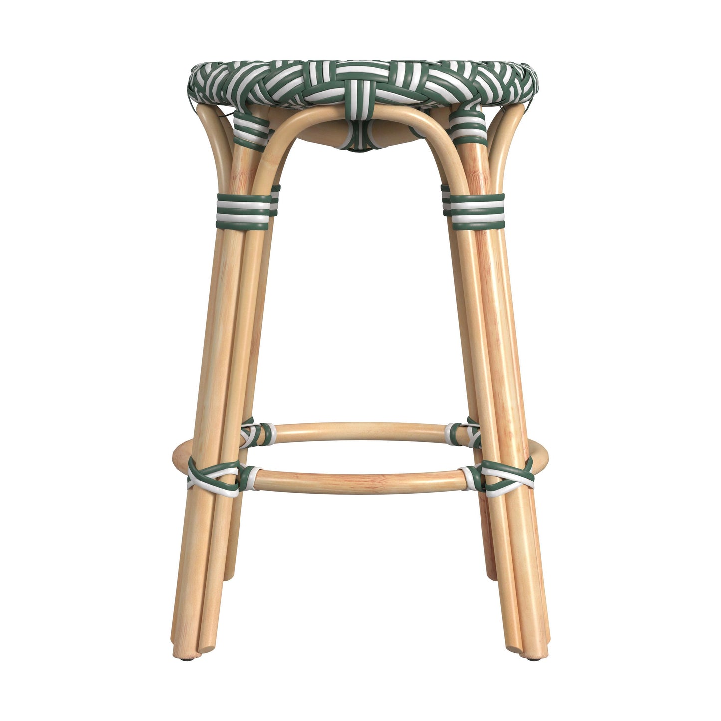 Tobias Rattan Round 24" Counter Stool in Green  9371467