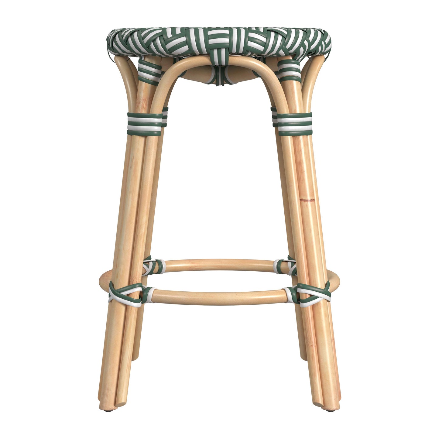 Tobias Rattan Round 24" Counter Stool in Green  9371467