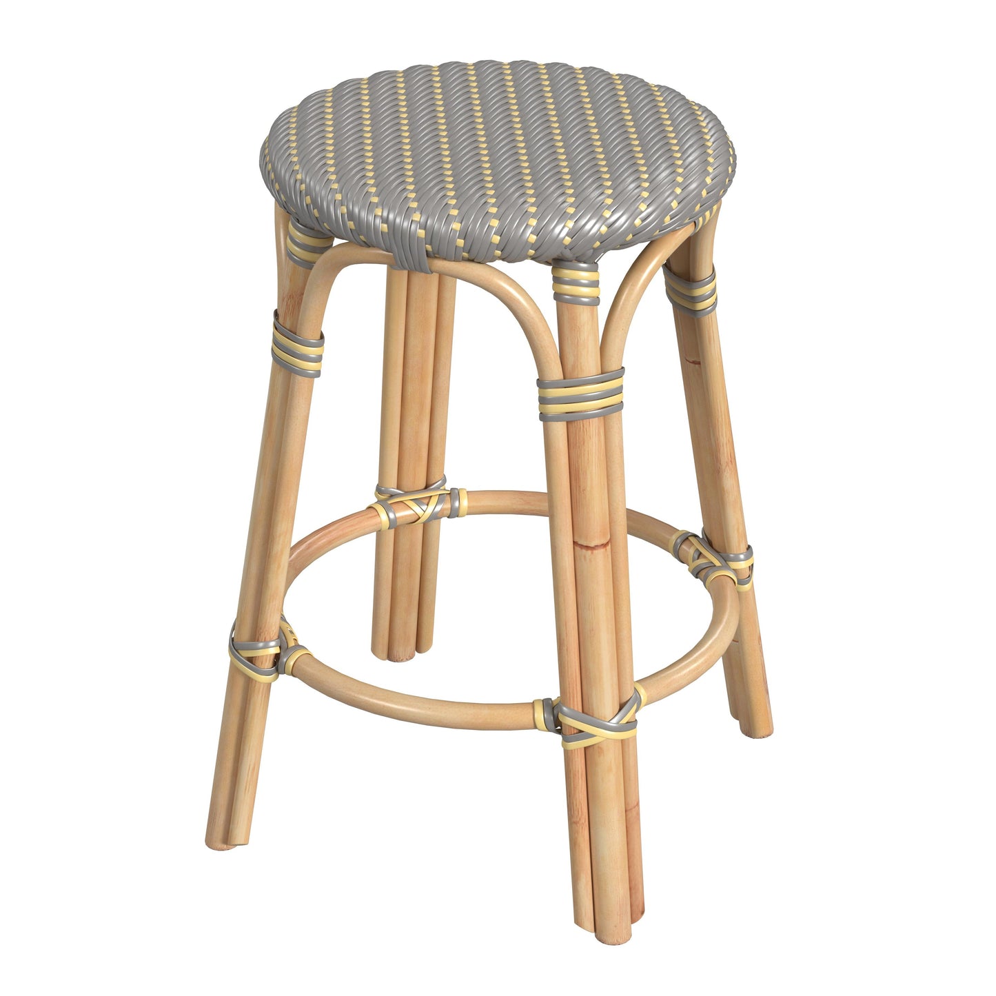 Tobias Rattan Round 24" Counter Stool in Yellow  9371468