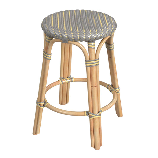 Tobias Rattan Round 24" Counter Stool in Yellow  9371468