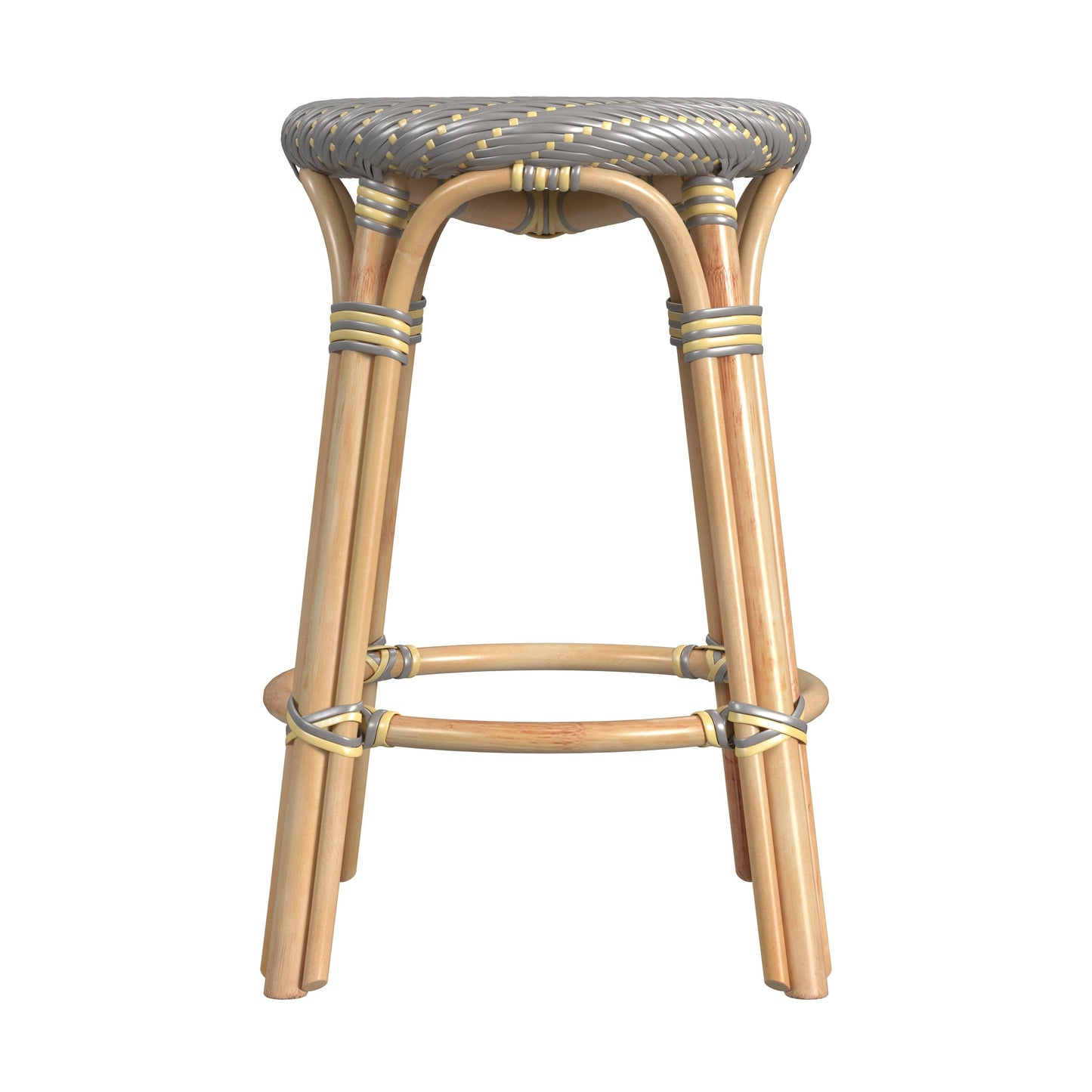 Tobias Rattan Round 24" Counter Stool in Yellow  9371468