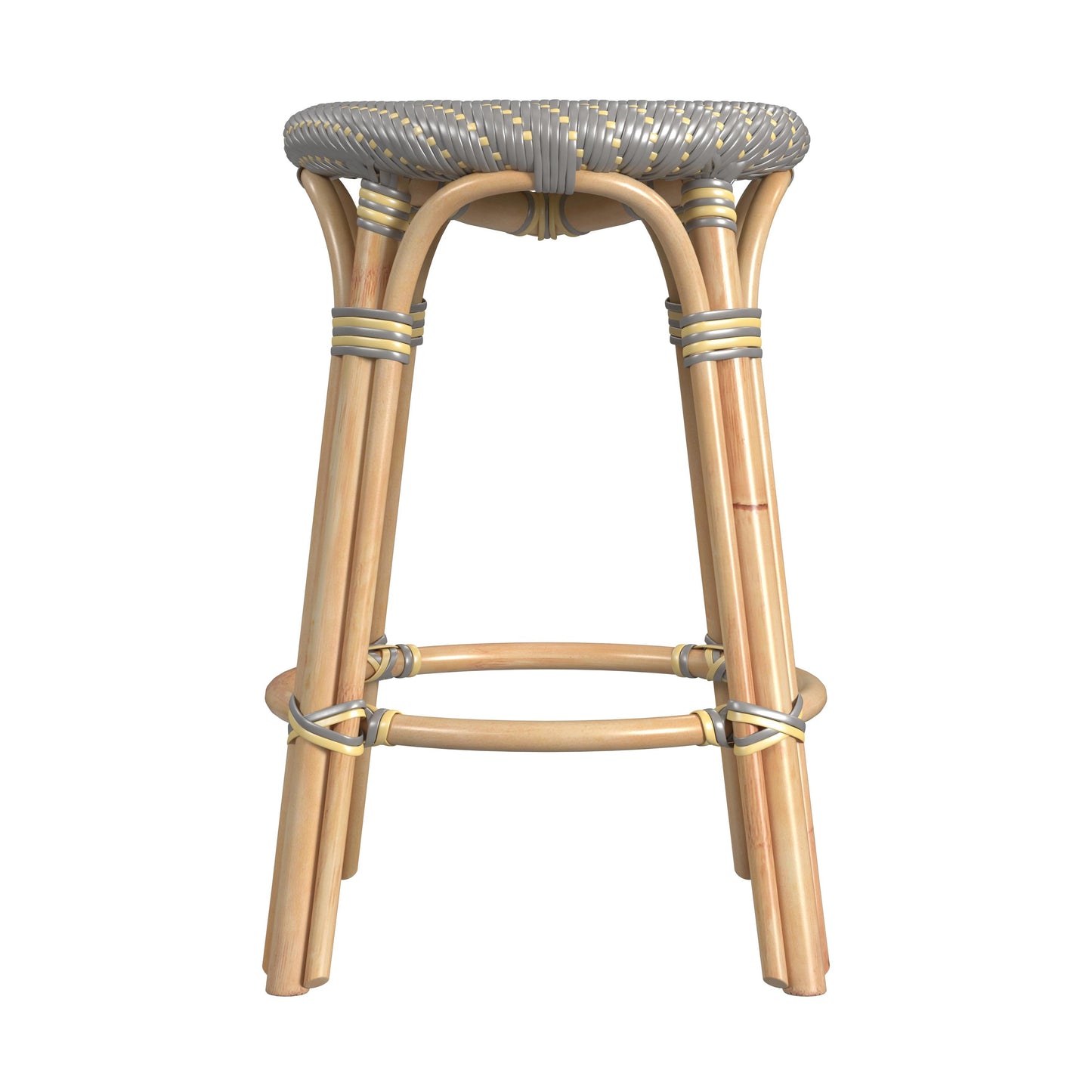 Tobias Rattan Round 24" Counter Stool in Yellow  9371468