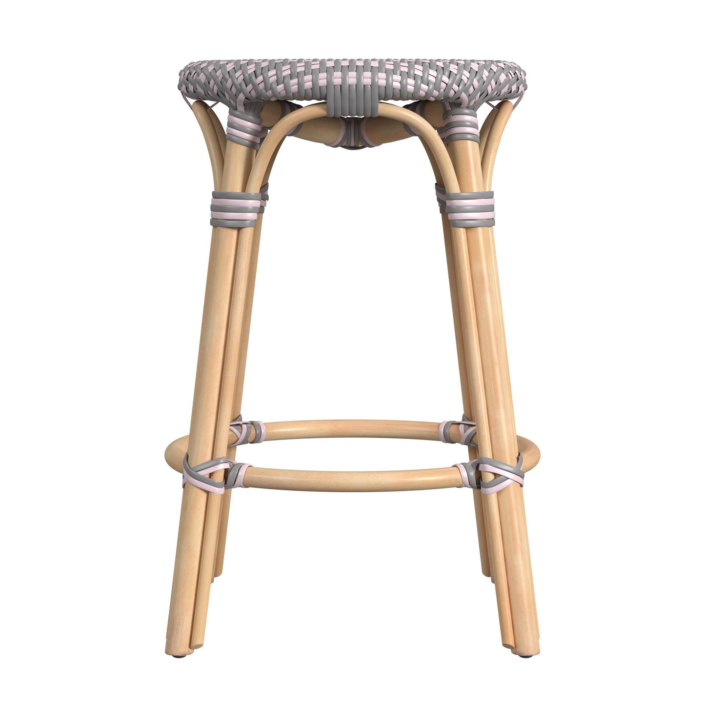 Tobias Rattan Round 24" Counter Stool in Pink  9371469