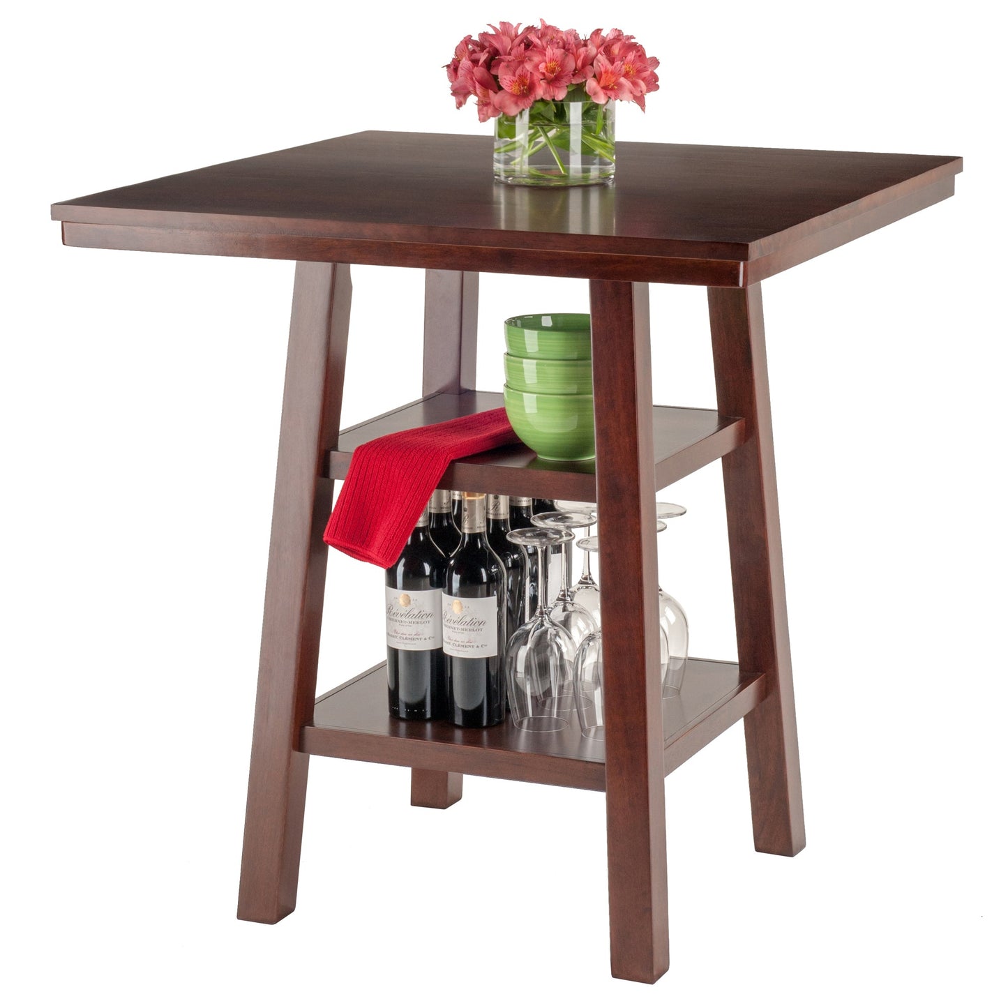 Orlando High Table with Shelves, Walnut