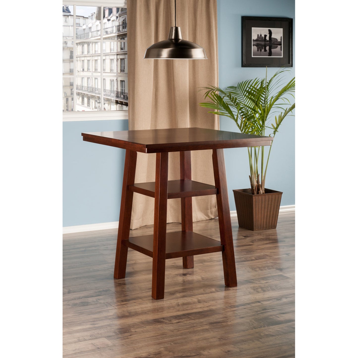 Orlando High Table with Shelves, Walnut