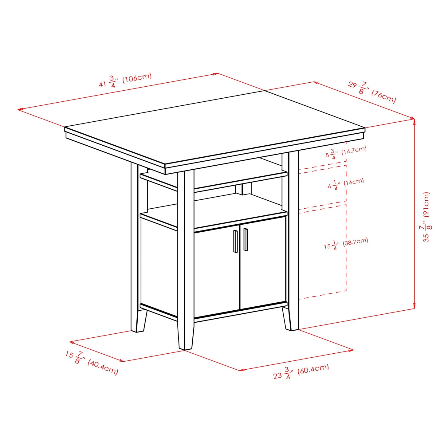 Albany High Table with Cabinet, Walnut