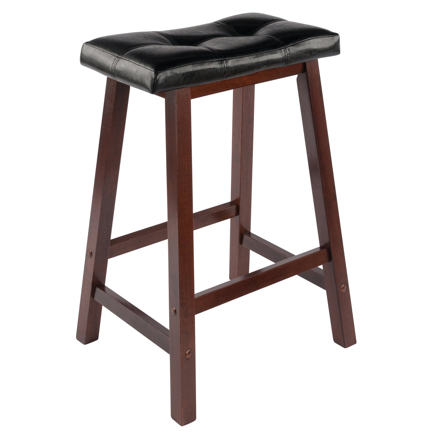 Mona Cushion Saddle Seat Counter Stool, Black and Walnut