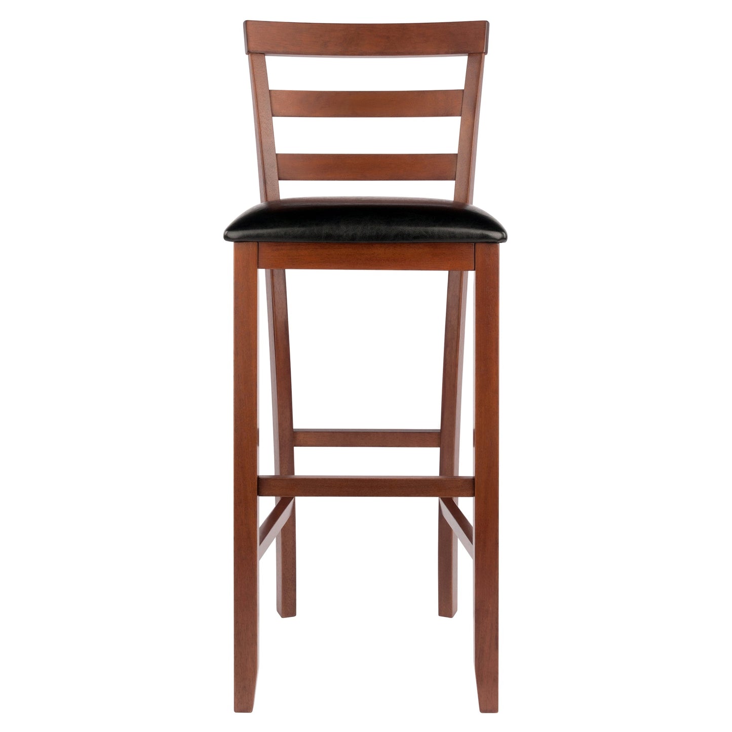 Simone 2-Pc Cushion Ladder-back Bar Stool Set, Black and Walnut