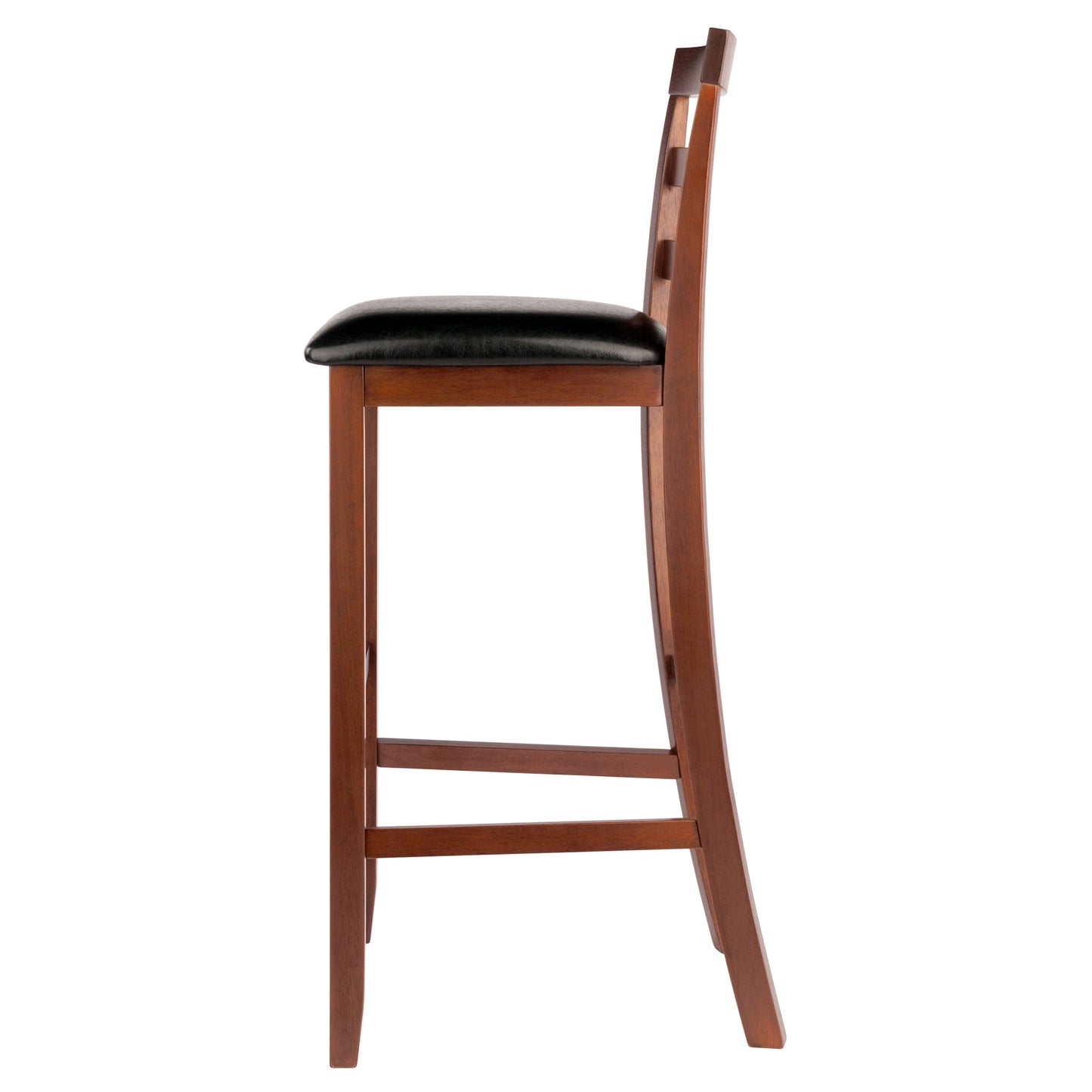 Simone 2-Pc Cushion Ladder-back Bar Stool Set, Black and Walnut