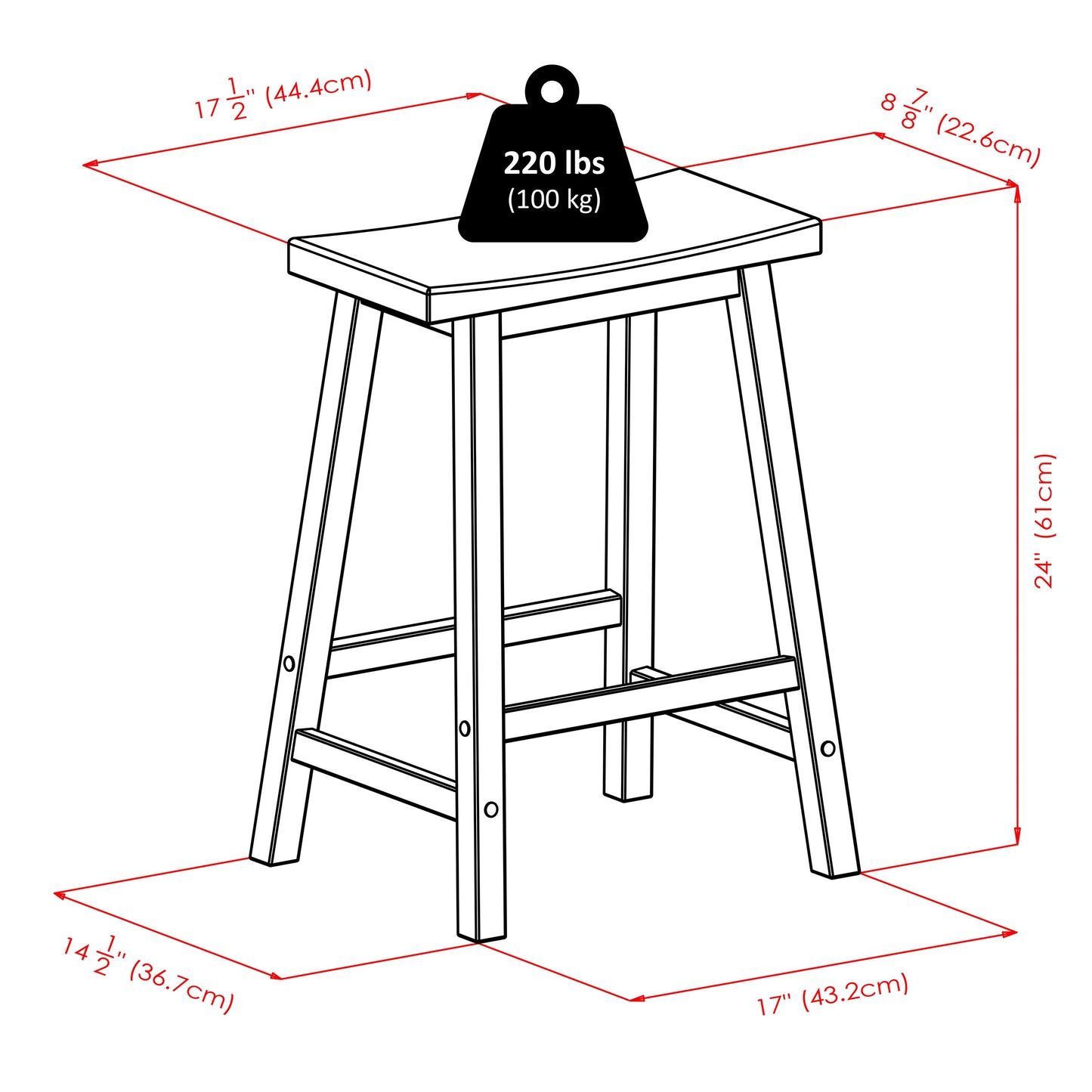 Satori Saddle Seat Counter Stool, Walnut