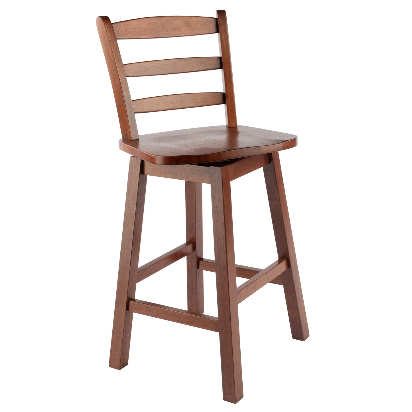 Scalera Ladder-back Swivel Seat Counter Stool, Walnut