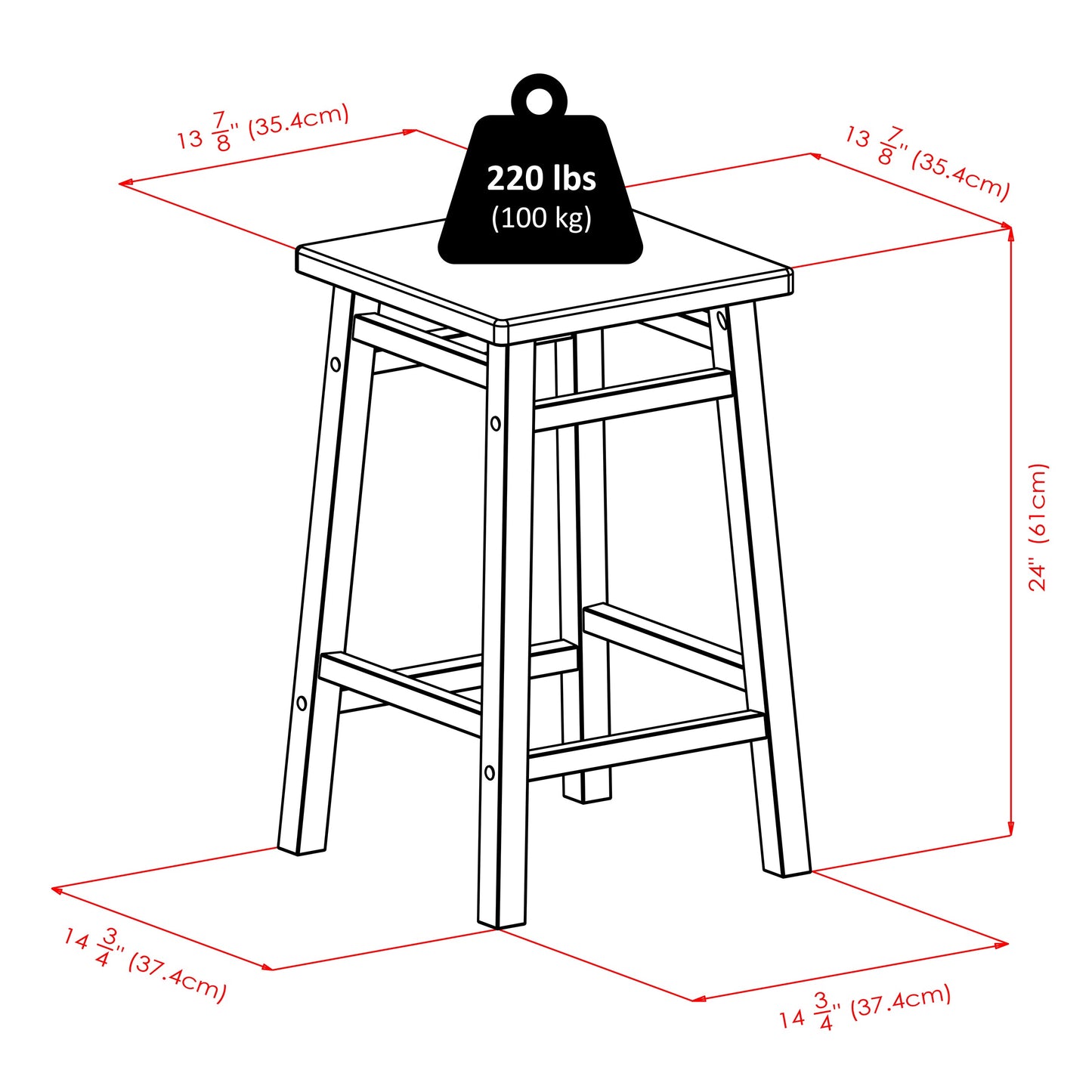 Carter Square Seat Counter Stool, Walnut