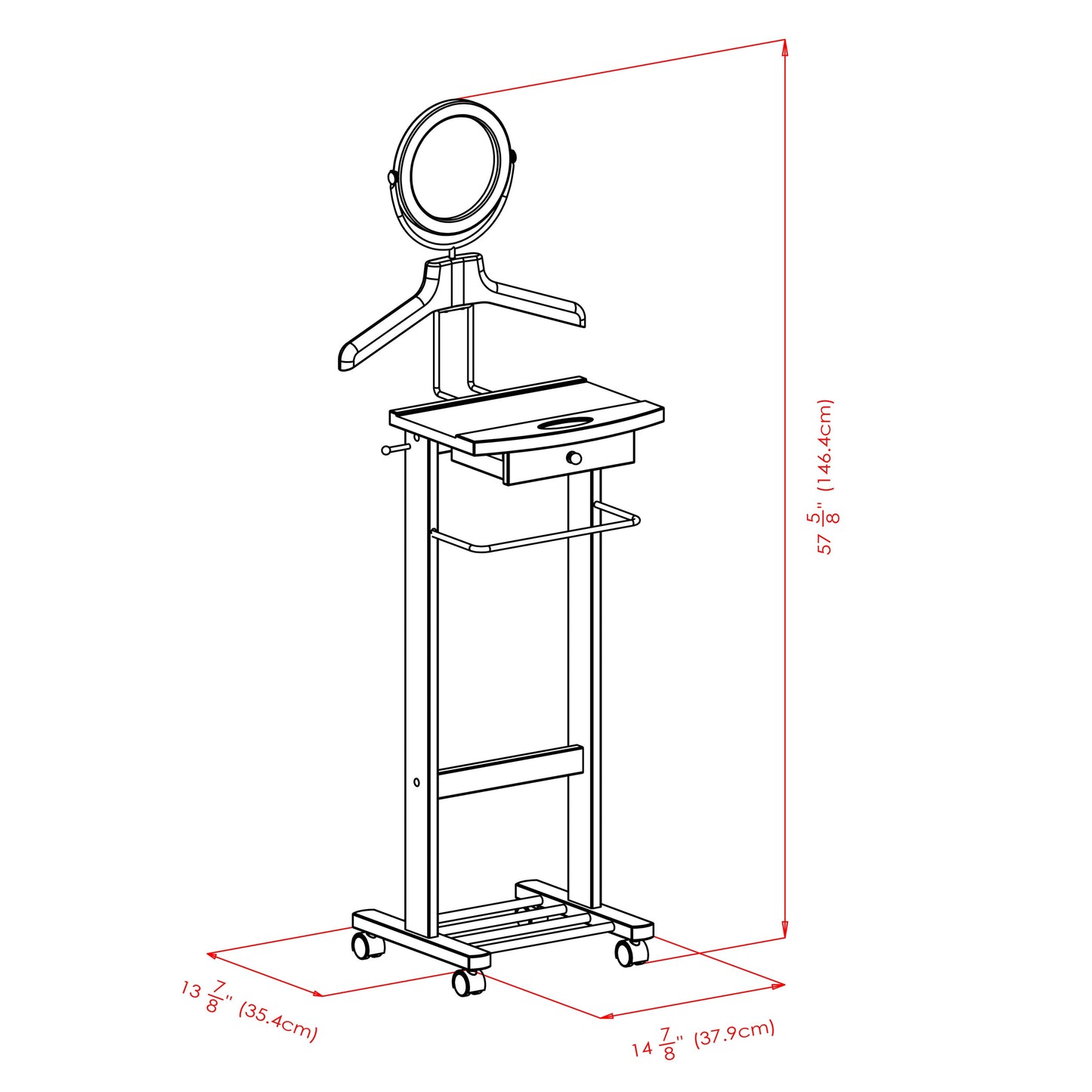 Vanity Valet Stand, Walnut