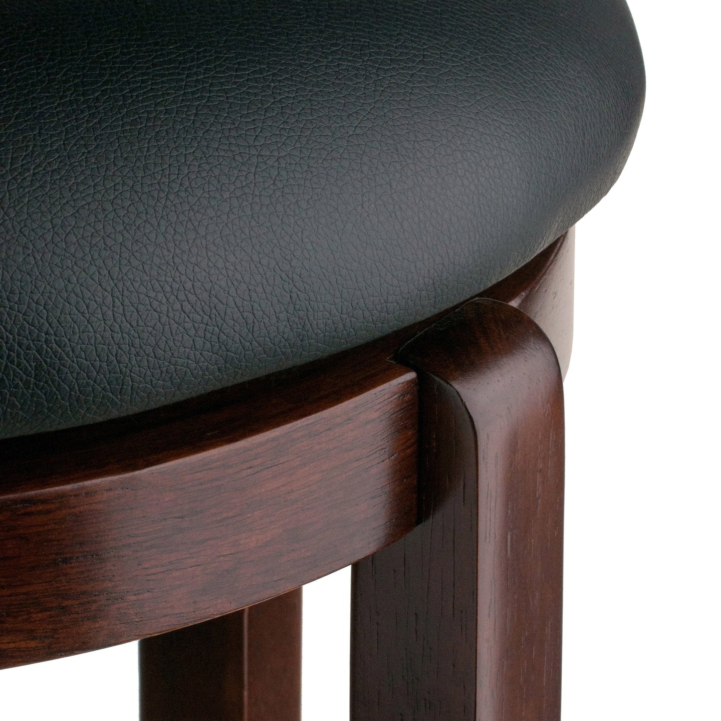 Walcott Cushion Swivel Seat Counter Stool, Black and Walnut