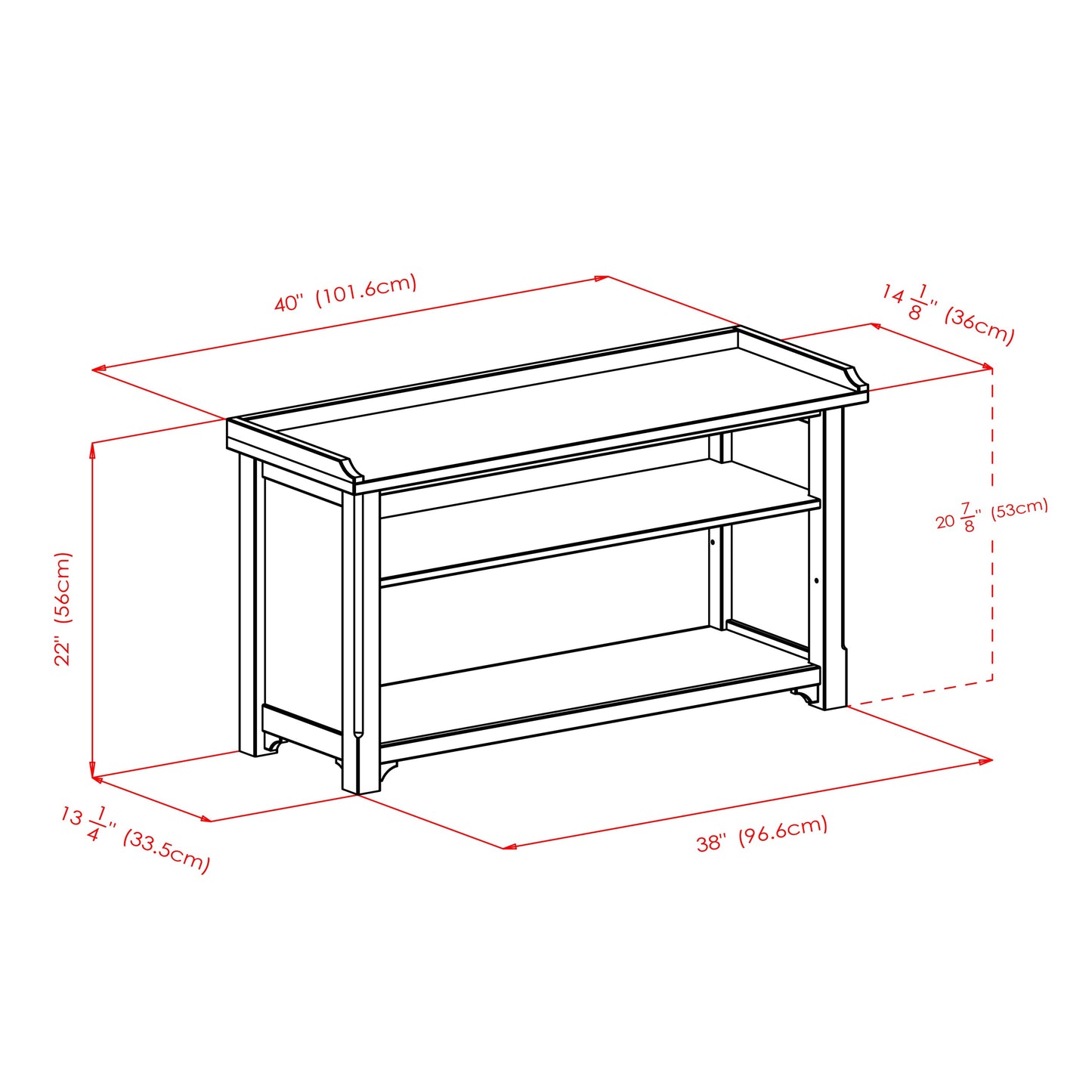 Verona 4-Pc Storage Bench with 3 Foldable Fabric Baskets, Walnut and Black