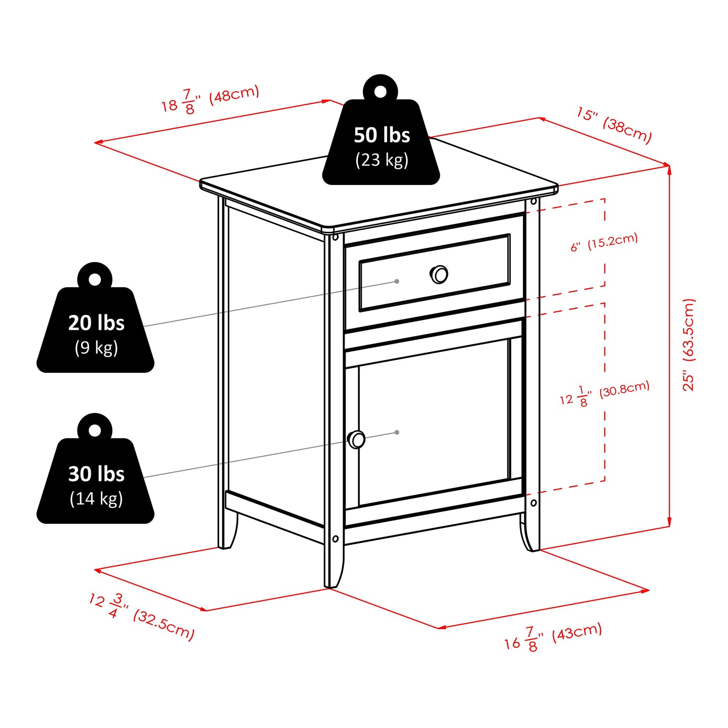 Eugene Accent Table, Nightstand, Walnut