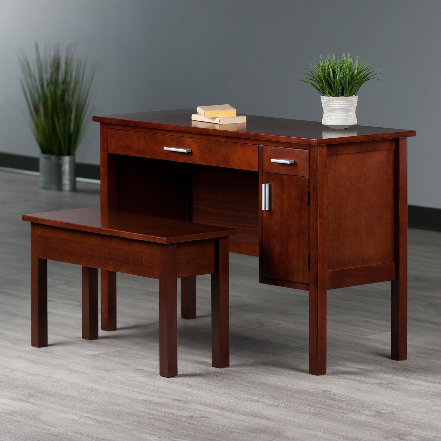 Emmett 2-Pc Desk with Bench, Walnut