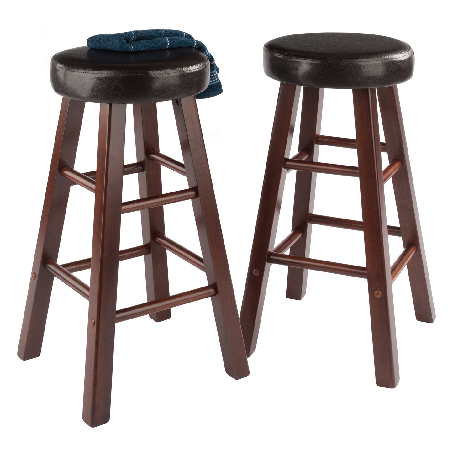 Maria 2-Pc Cushion Seat Counter Stool Set, Espresso and Walnut