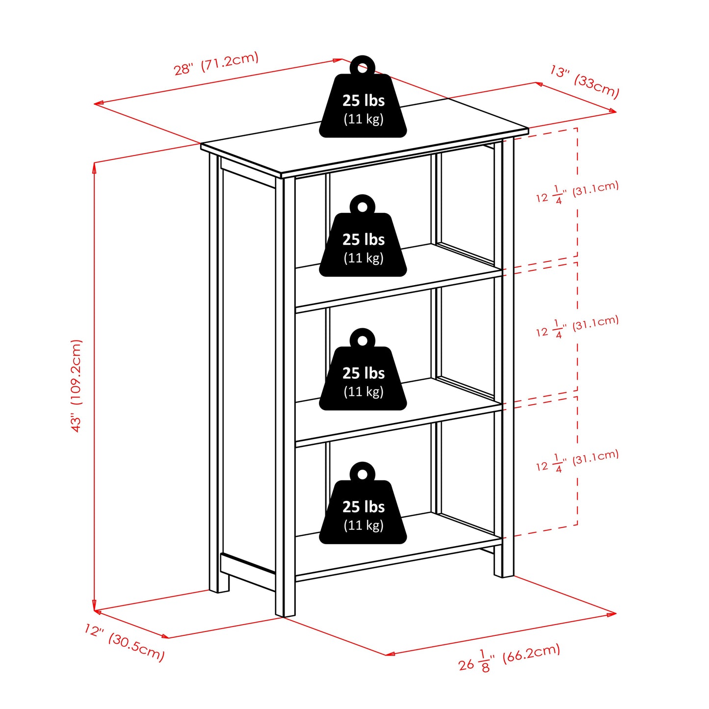 Verona 7-Pc Storage Shelf with 6 Foldable Fabric Baskets, Walnut and Black A