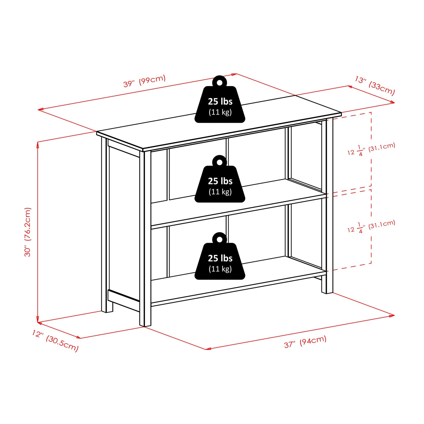 Verona 7-Pc Storage Shelf with 6 Foldable Fabric Baskets, Walnut and Black