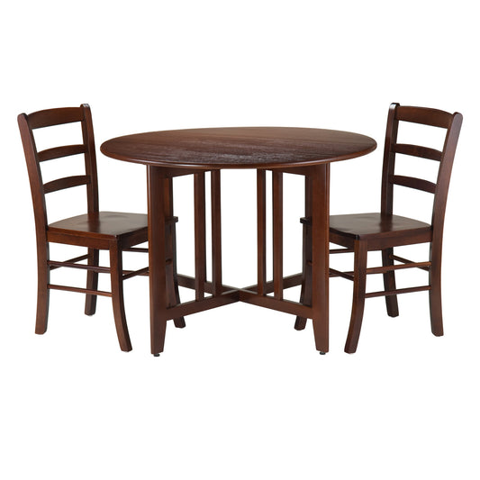 Alamo 3-Pc Drop Leaf Table with Ladder-back Chairs, Walnut