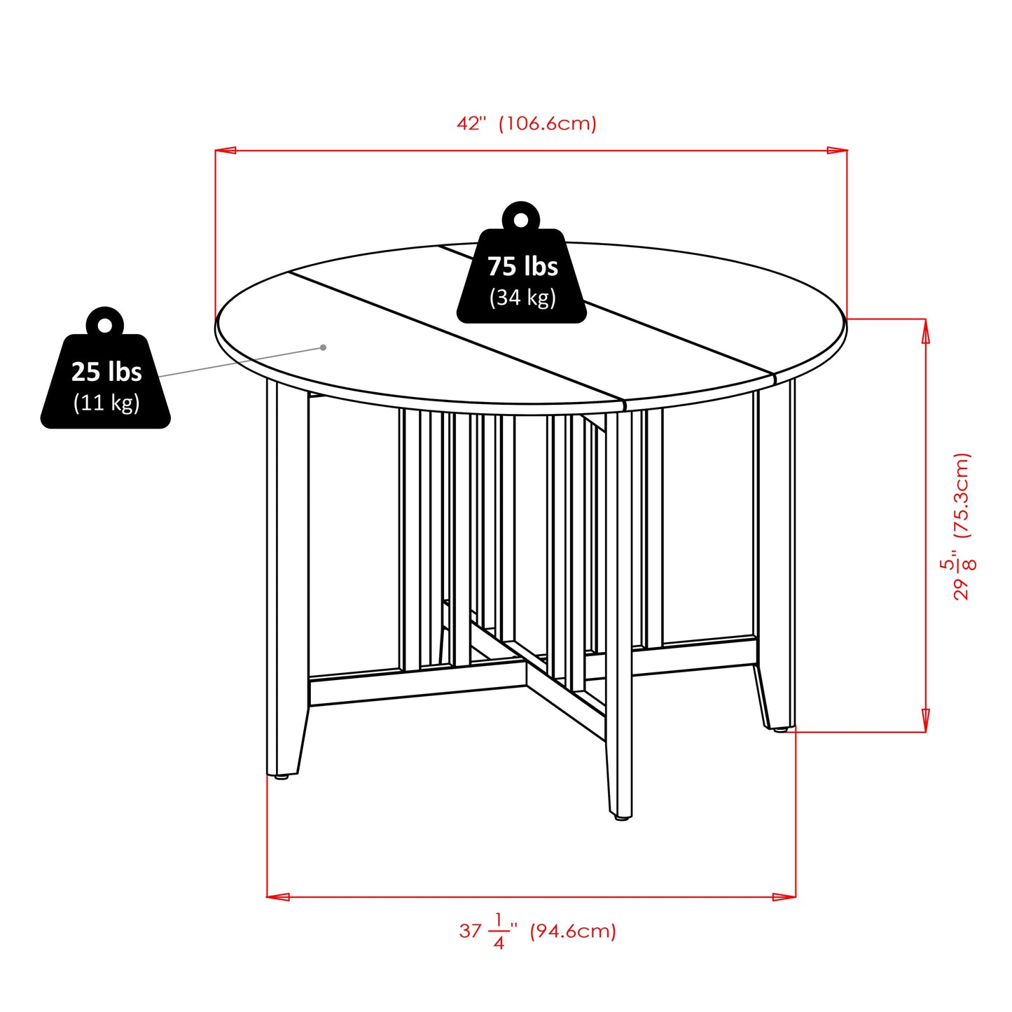 Alamo 3-Pc Drop Leaf Table with Ladder-back Chairs, Walnut