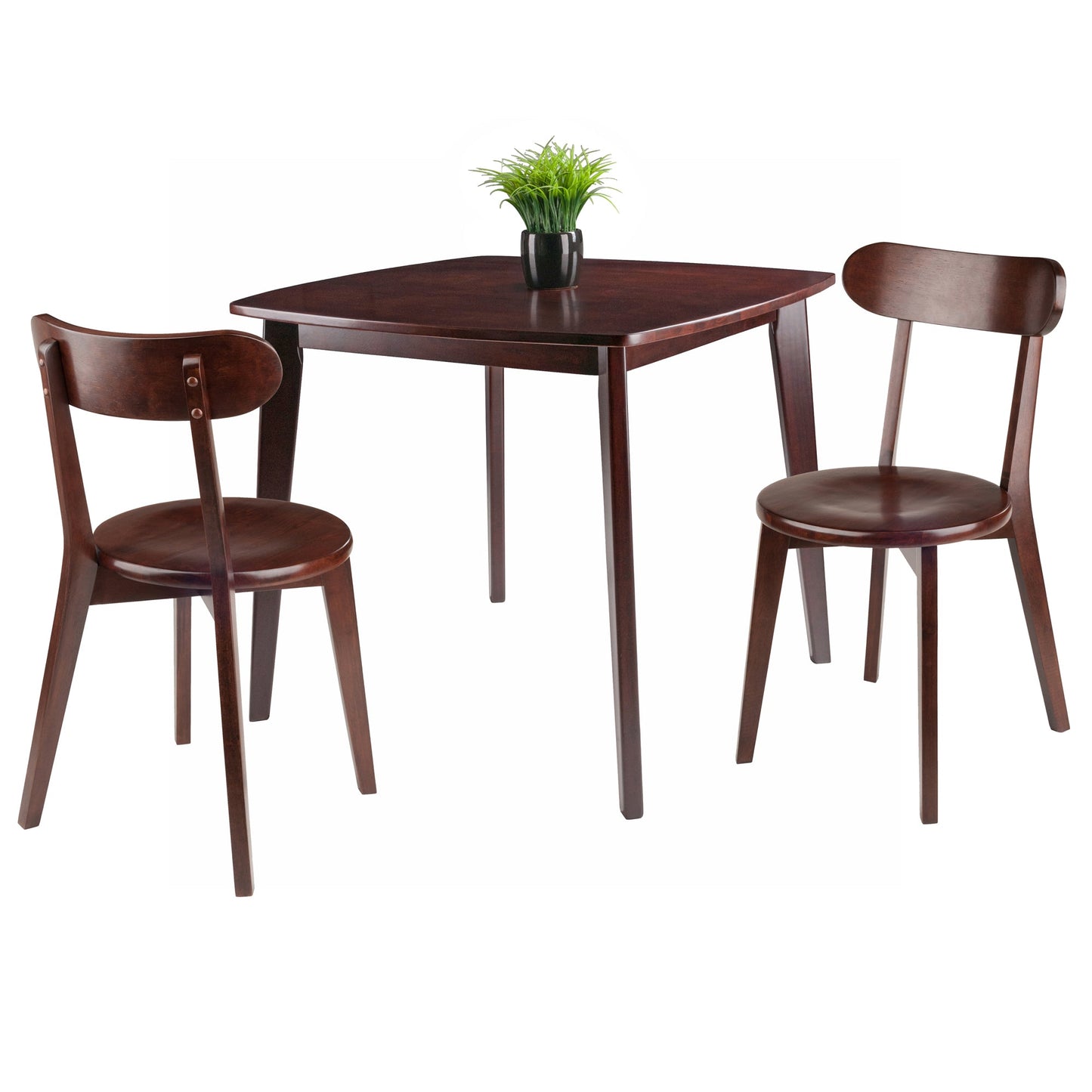 Pauline 3-Pc Dining Table with H-Leg Chairs, Walnut