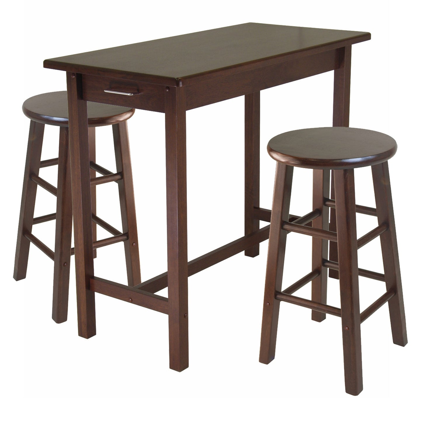 Sally 3-Pc Breakfast Table Set with Counter Stools, Walnut