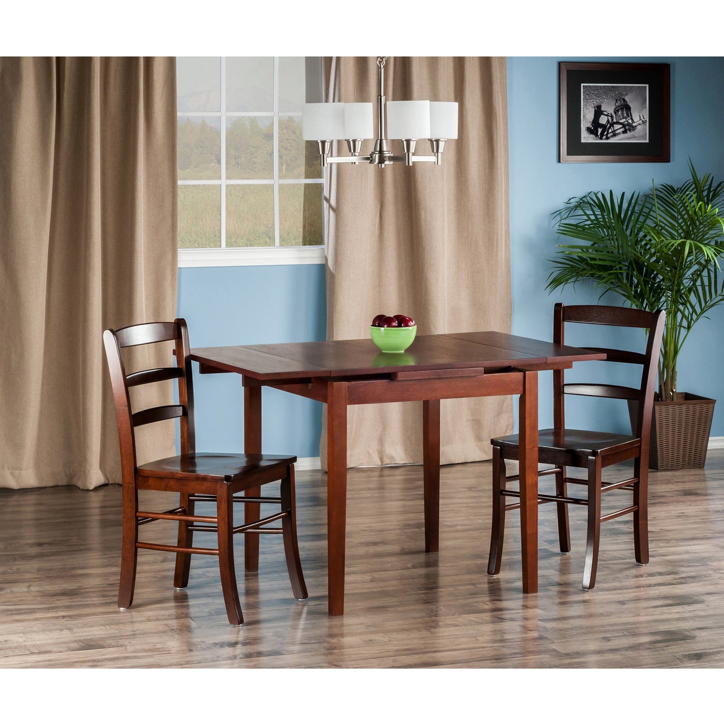 Pulman 3-Pc Dining Table with Ladder-back Chairs, Walnut