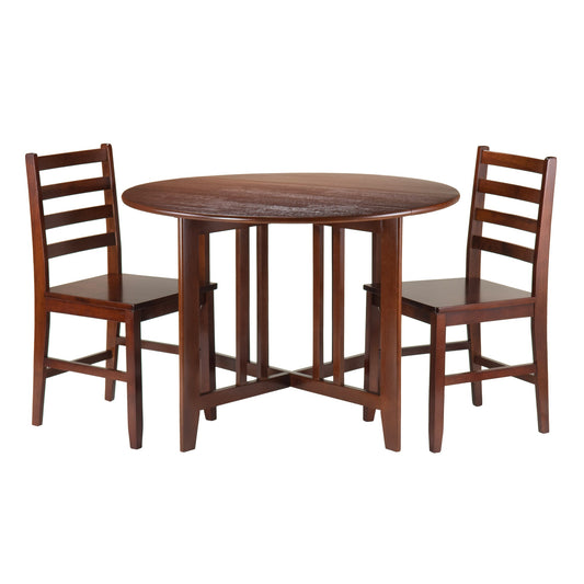 Alamo 3-Pc Drop Leaf Table with Ladder-back Chairs, Walnut A