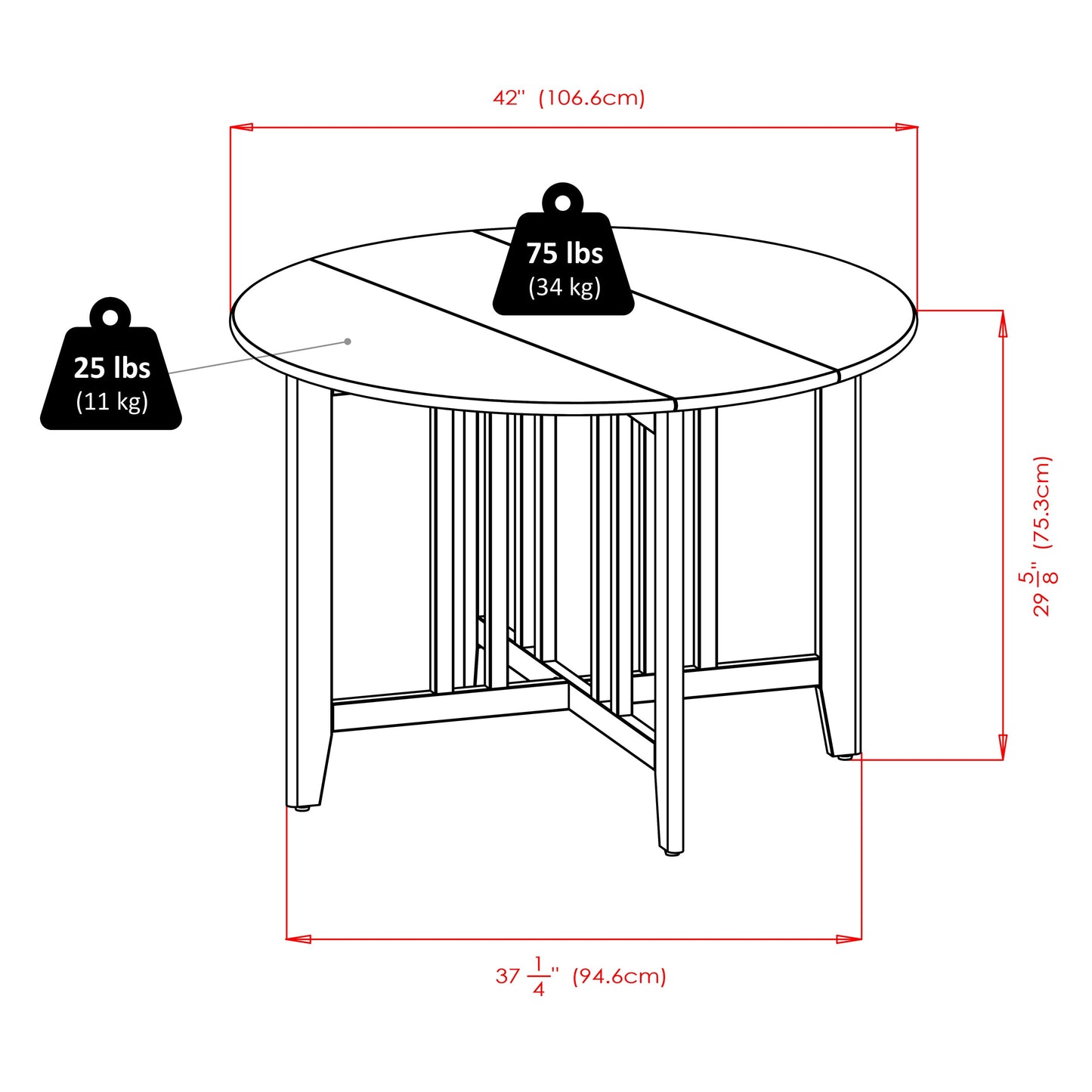 Alamo 3-Pc Drop Leaf Table with Ladder-back Chairs, Walnut A