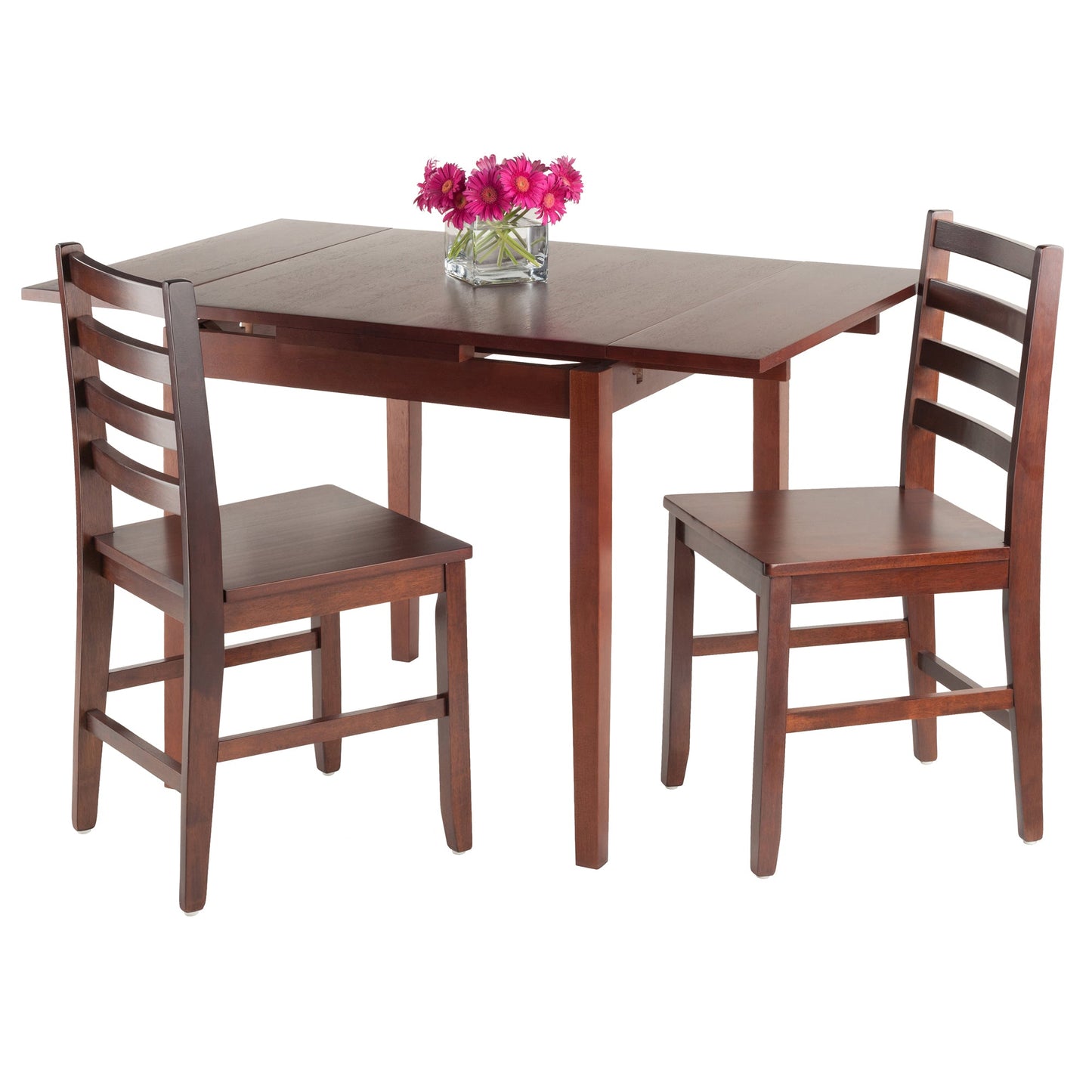 Pulman 3-Pc Dining Table with Ladder-back Chairs, Walnut A