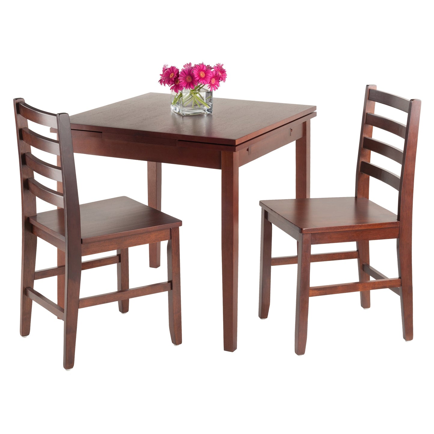 Pulman 3-Pc Dining Table with Ladder-back Chairs, Walnut A