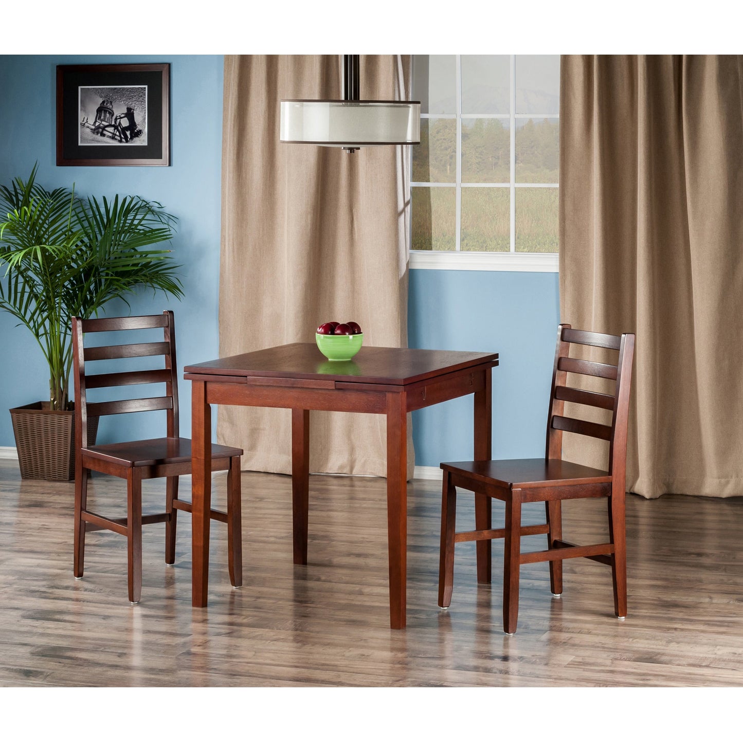 Pulman 3-Pc Dining Table with Ladder-back Chairs, Walnut A