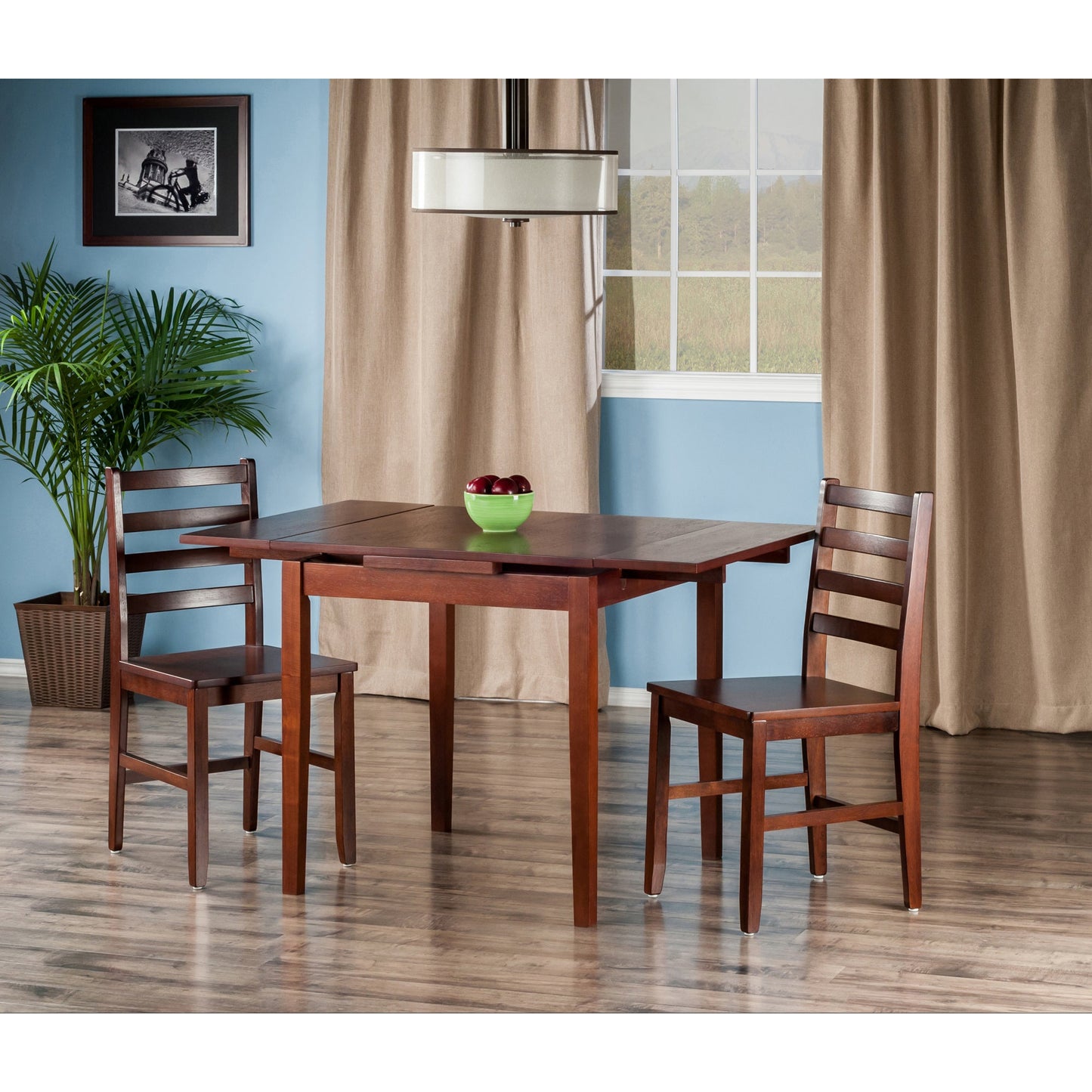 Pulman 3-Pc Dining Table with Ladder-back Chairs, Walnut A