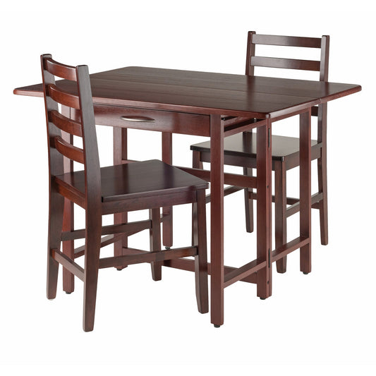 Taylor 3-Pc Drop Leaf Table with Ladder-back Chairs, Walnut A