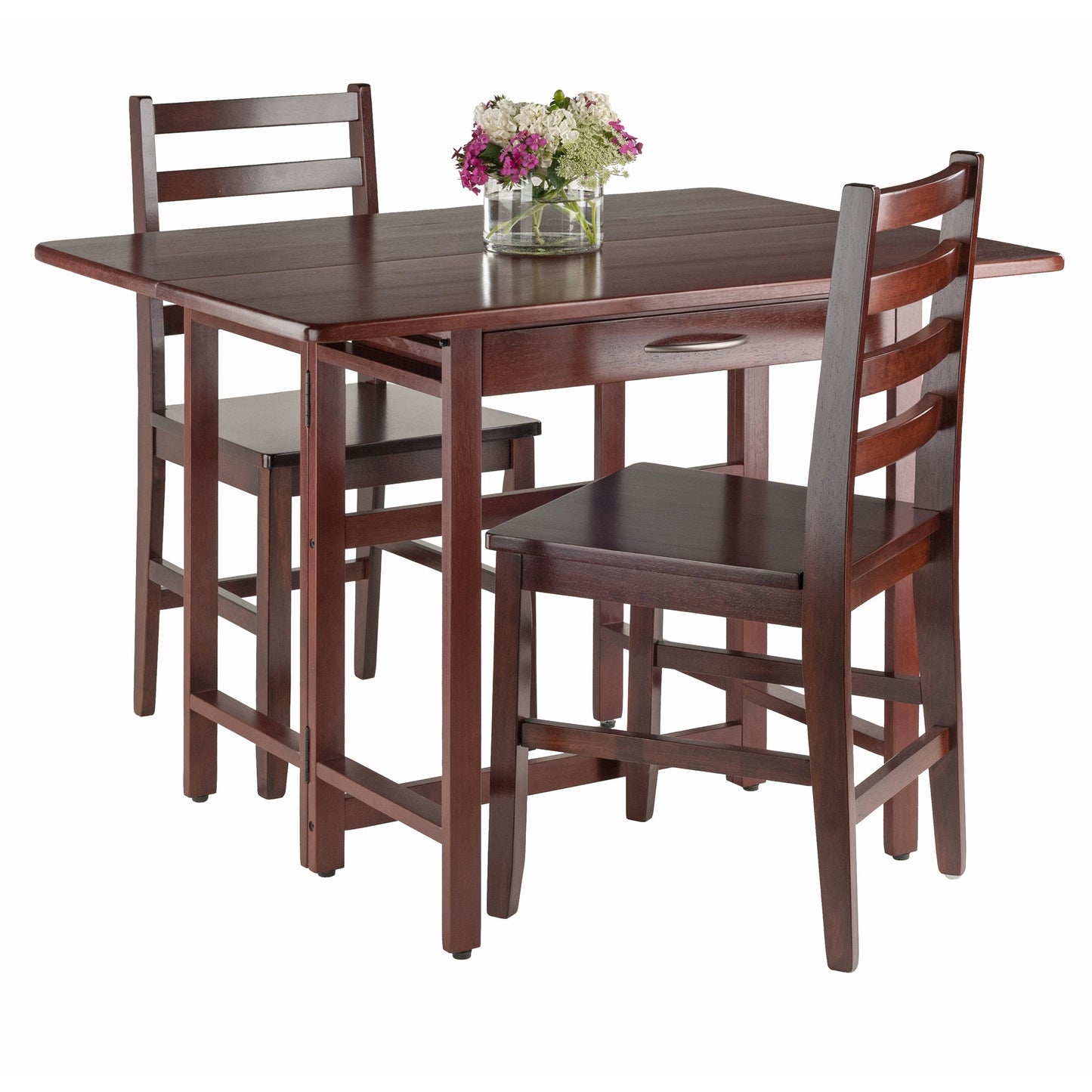 Taylor 3-Pc Drop Leaf Table with Ladder-back Chairs, Walnut A