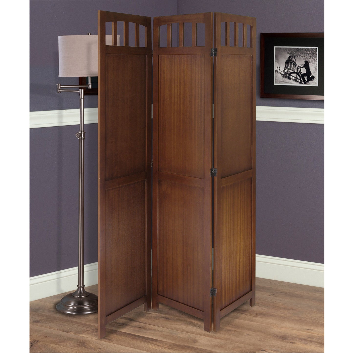 William Folding Screen Divider, Walnut